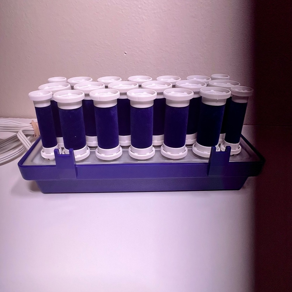 Clairol K-40 Aqua-Curl Steam Hairsetter Blue 20 Velvety Rollers Vintage 1992 - Picture 10 of 16